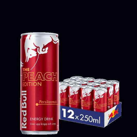 12 x Red Bull Energidryck, 250 ml, Peach