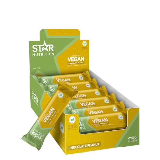 12 x Star Nutrition Vegan Protein bar, 55 g, Peanut Chocolate - KD