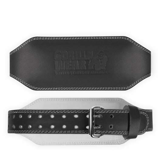 6 Inch Padded Leather Belt, Black/Black