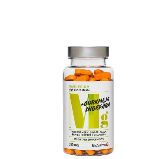 BioSalma Magnesium 350 mg + Gurkmeja Ingefära, 100 tabletter