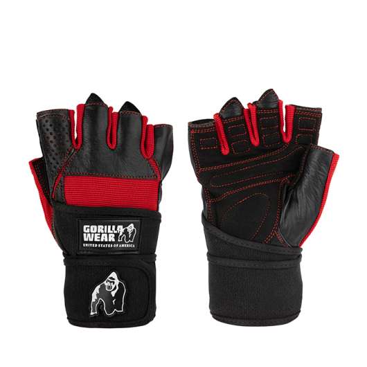 Dallas Wrist Wraps Gloves, Black/Red