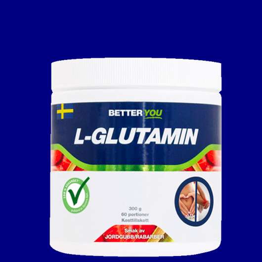 Naturligt L-Glutamin, 300 g, Jordgubb/Rabarber
