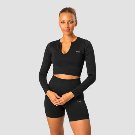 Ribbed Define Seamless Cropped Long Sleeve, Black