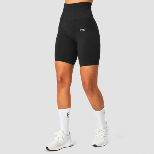 Ribbed Define Seamless Pocket Biker Shorts, Black