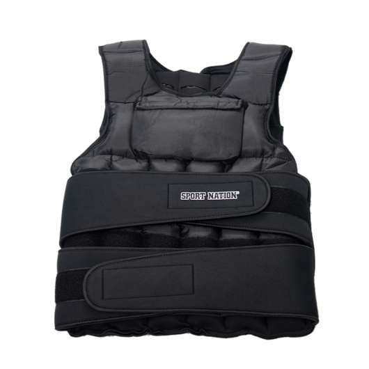 Sport Nation Adjustable Weight Vest with front pocket 10 kilo, Black