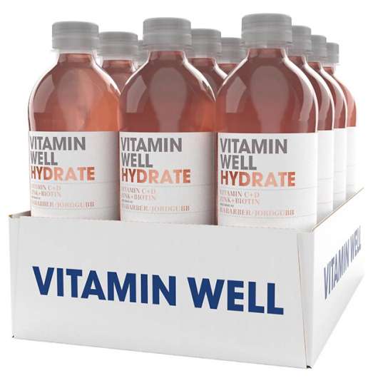 Vitamin Well Hydrate Rabarber Jordgubb 12x500ml